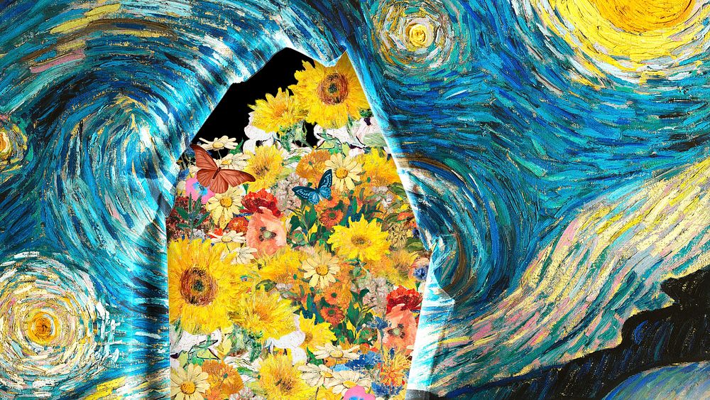 Starry Night desktop wallpaper, Van Gogh's artwork remixed by rawpixel