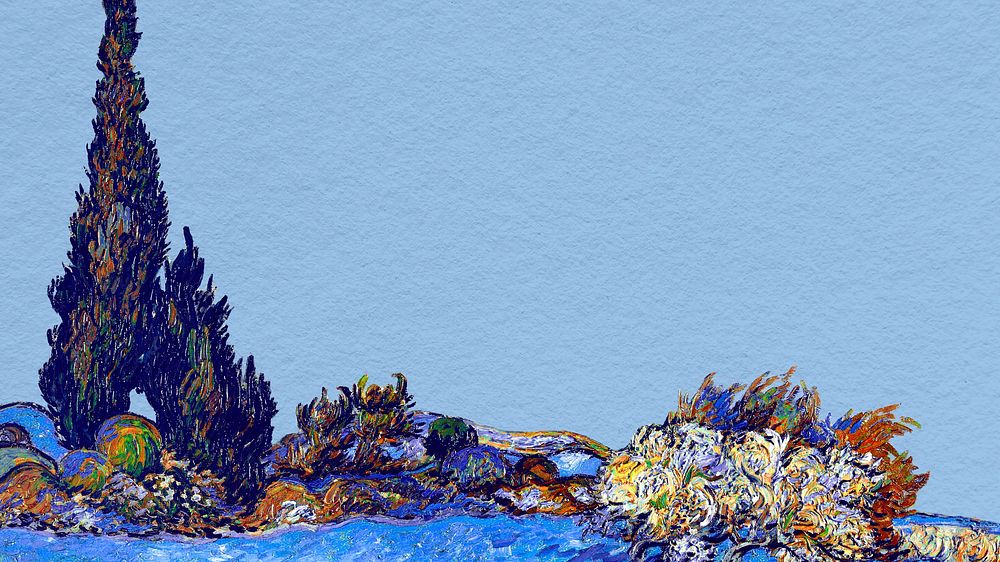 Tree vintage artwork computer wallpaper, Van Gogh's painting remixed by rawpixel