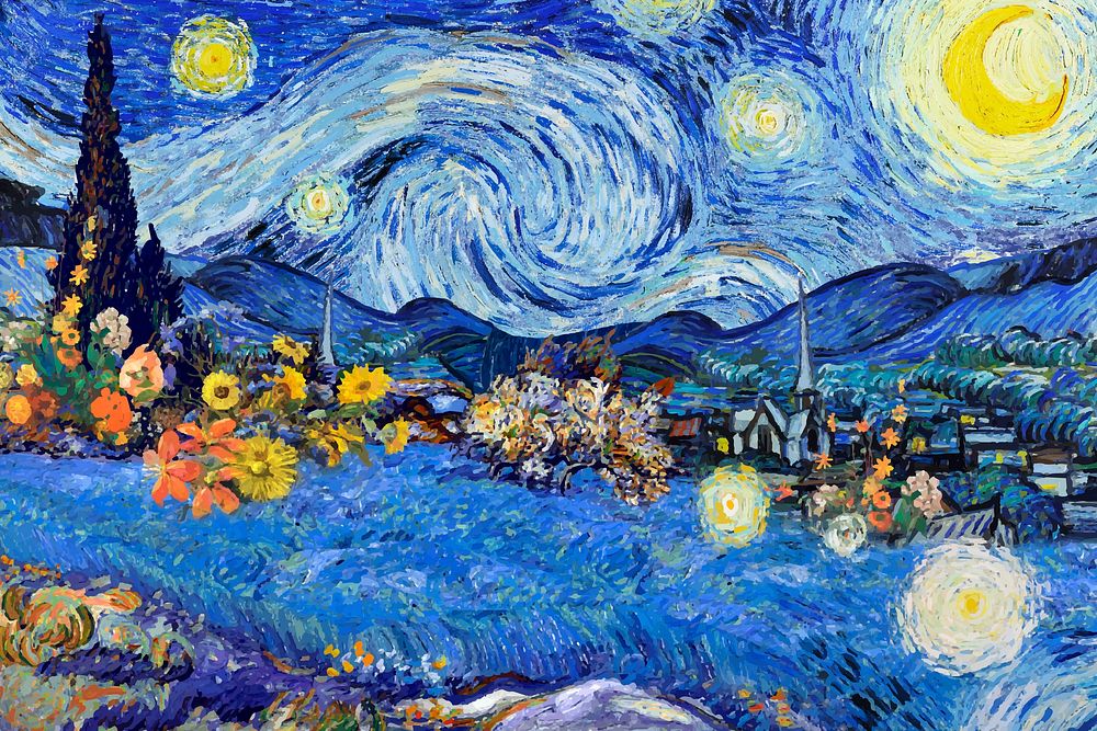 Starry Night background, Van Gogh's artwork remixed by rawpixel vector