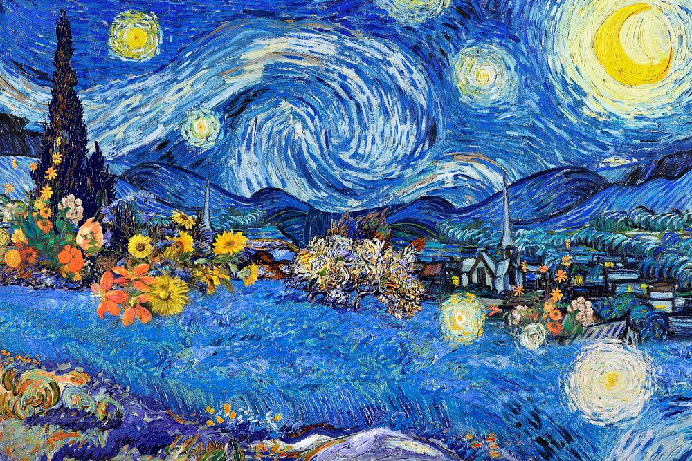 Starry Night background, Van Gogh's artwork remixed by rawpixel psd