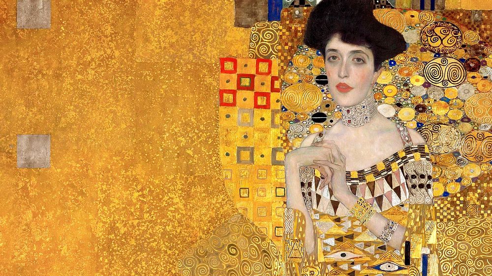 Adele Bloch-Bauer computer wallpaper, Gustav Klimt's artwork remixed by rawpixel