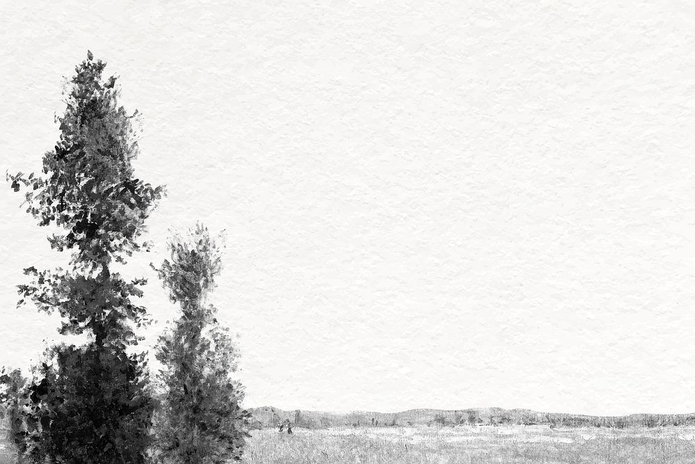 Monet's landscape background,  black and white remixed by rawpixel vector