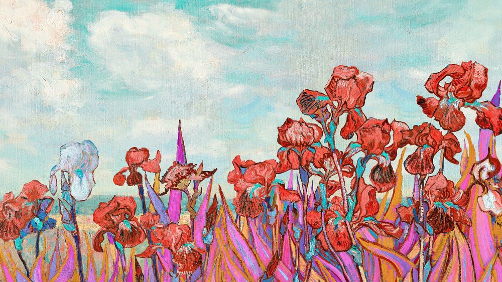 Van Gogh's Irises computer wallpaper, vintage artwork remixed by rawpixel