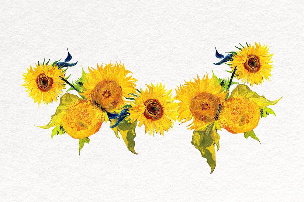 Sunflower divider collage element, Gogh&rsquo;s artwork remixed by rawpixel psd