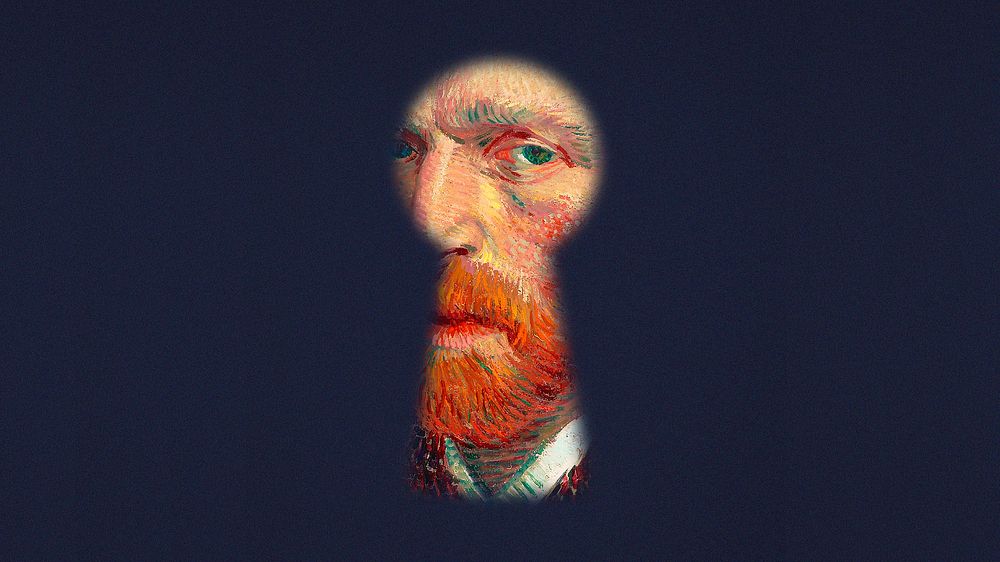 HD wallpaper, Van Gogh's portrait in Keyhole remixed by rawpixel