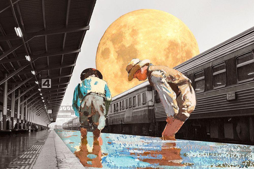 Surreal escapism mixed media, Winslow Homer's artwork remixed by rawpixel vector