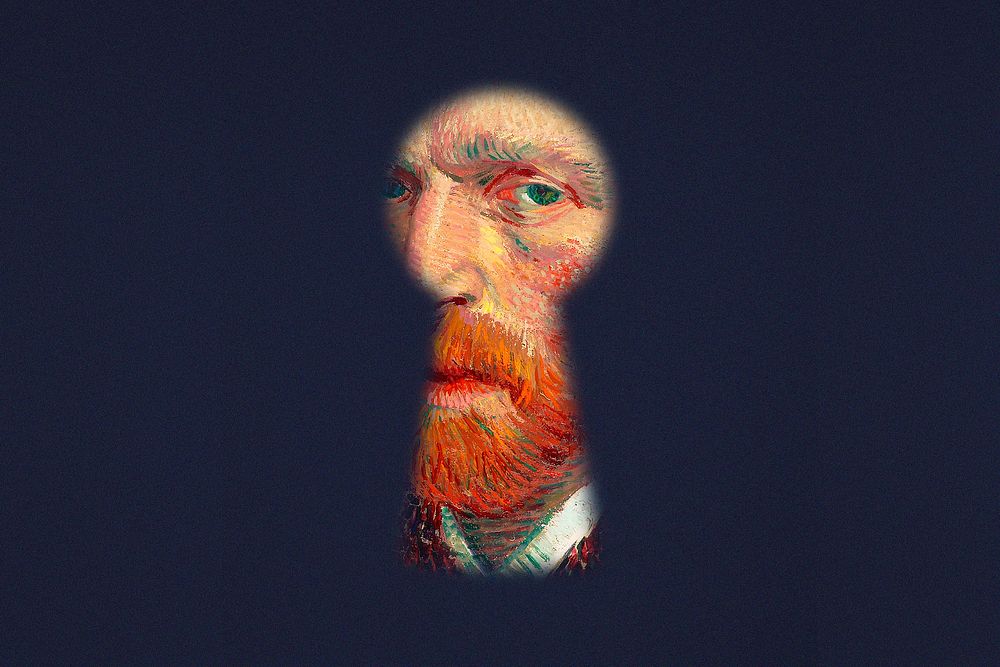 Van Gogh's portrait in Keyhole mixed media, remixed by rawpixel psd