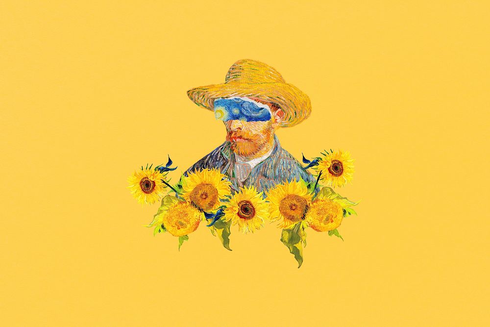 Van Gogh background, sunflower remixed by rawpixel psd