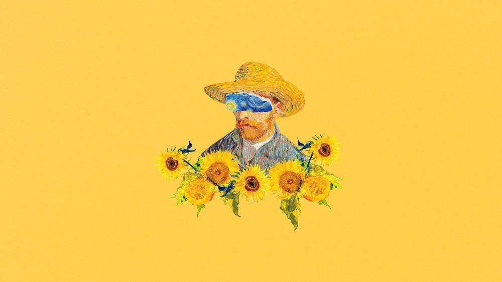 Van Gogh desktop wallpaper, yellow background remixed by rawpixel