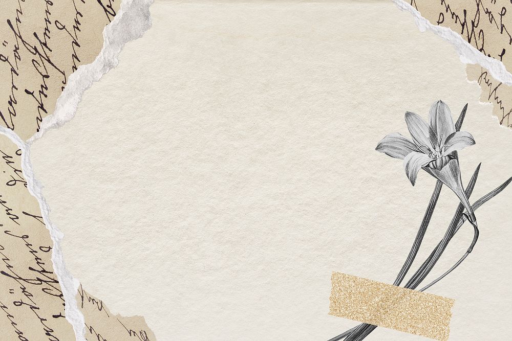 Vintage background, beige ephemera design psd