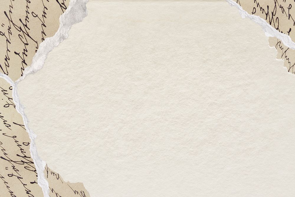 Ephemera frame background, beige ripped paper design psd
