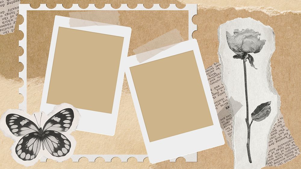 Vintage desktop wallpaper, instant photo frame background psd