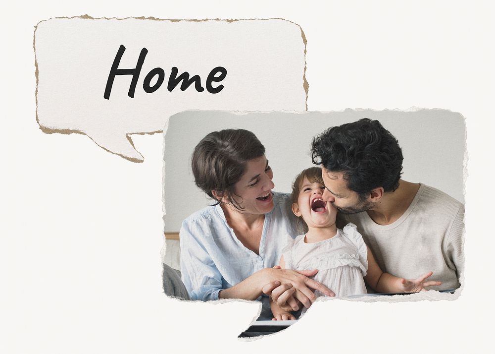 Happy family, home concept instant film image