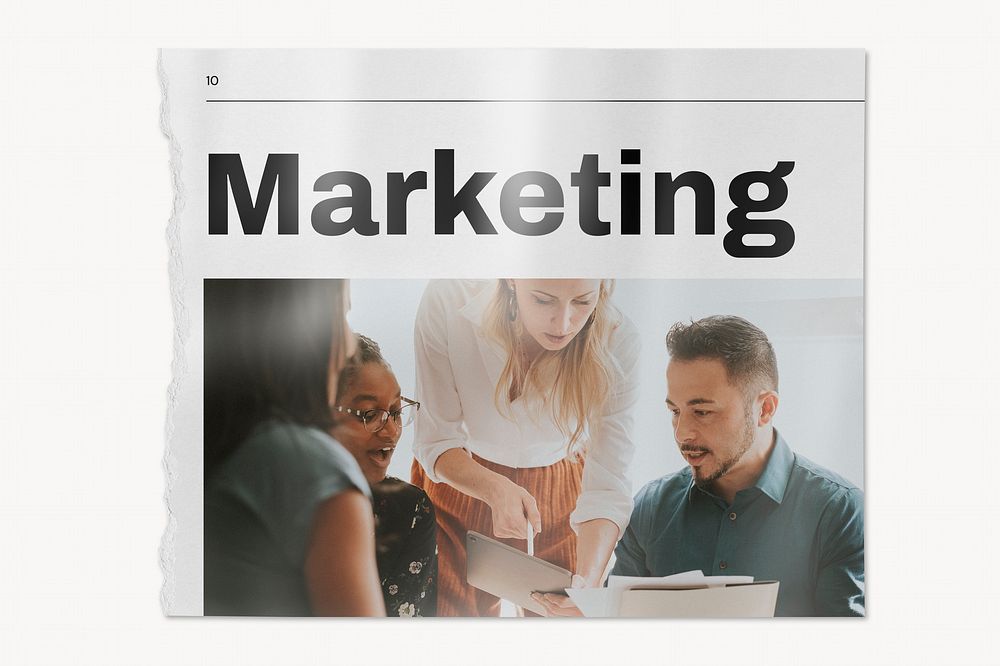 Business marketing, collaboration, newspaper graphic design