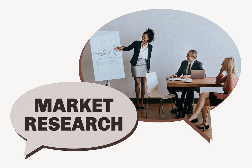 Market research presentation, speech bubbles design