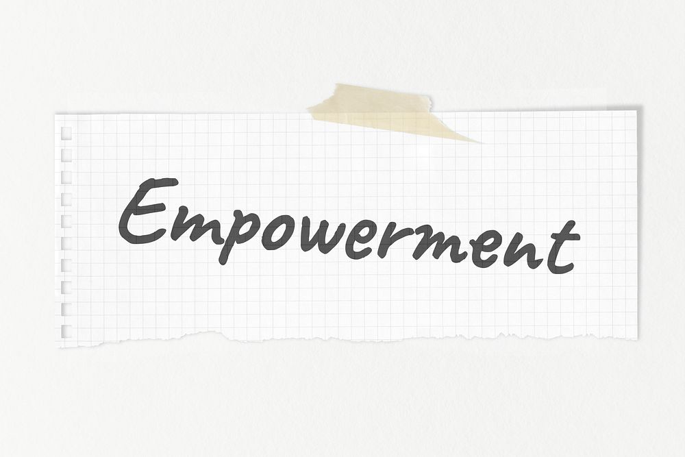 Empowerment ripped paper, feminism concept, typography