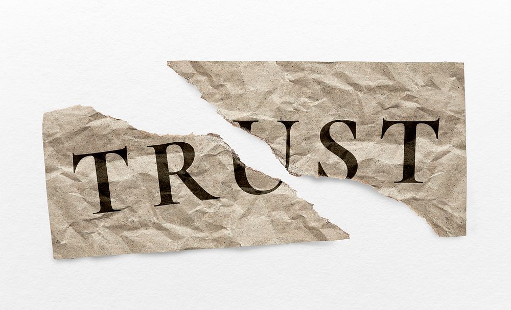Trust ripped paper typography