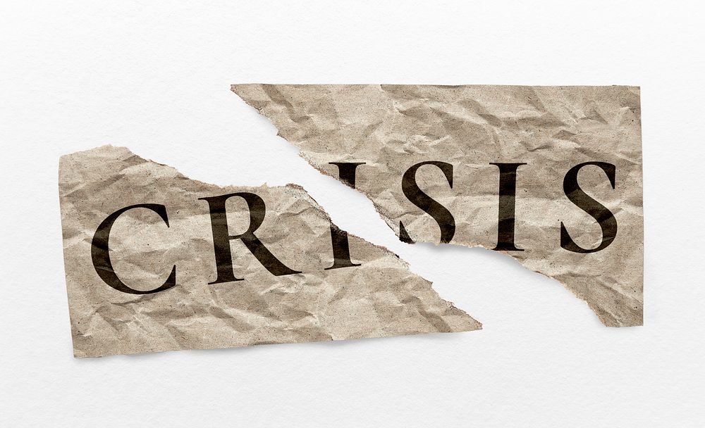 Crisis ripped paper typography
