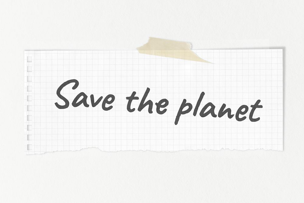 Save the planet typography ripped paper, environment concept
