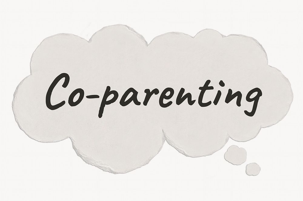 Co-parenting thought bubble, family concept, typography paper