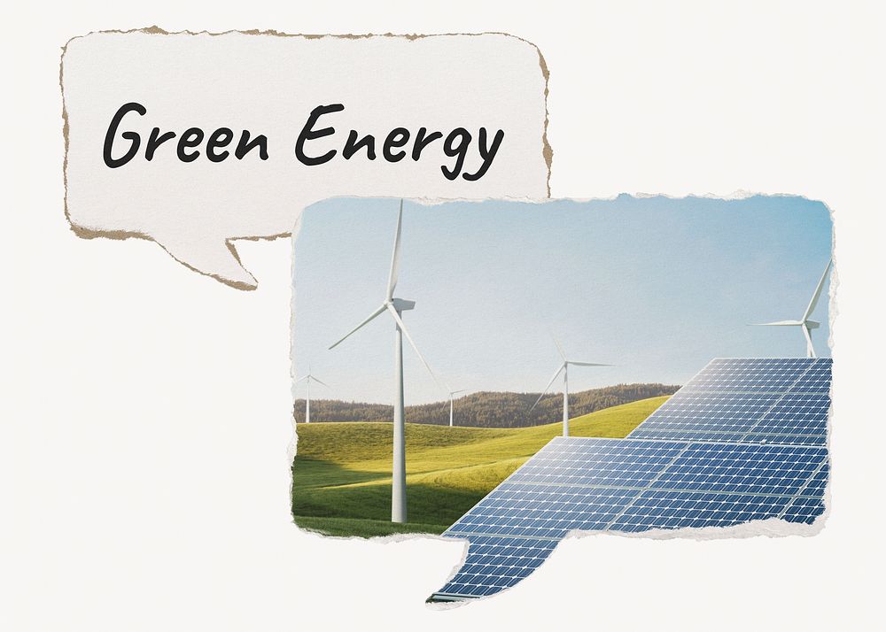 Green energy paper speech bubble, environment image