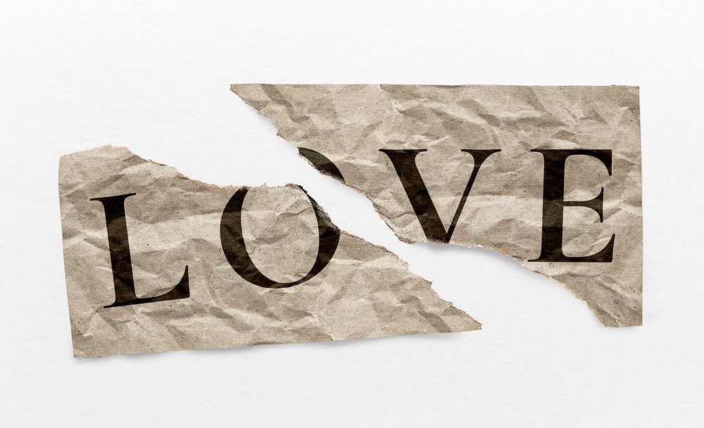 Ripped paper mockup, love typography psd