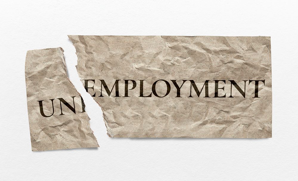 Ripped paper mockup, unemployment typography psd