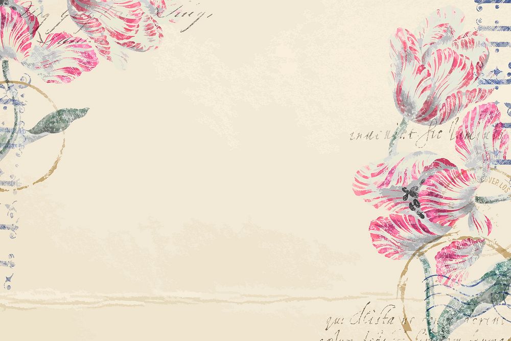Aesthetic pink flower background, vintage illustration vector