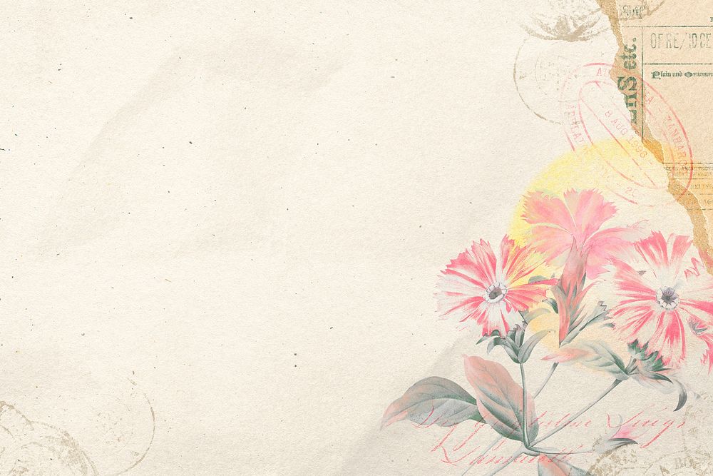 Aesthetic pink flower background, vintage illustration