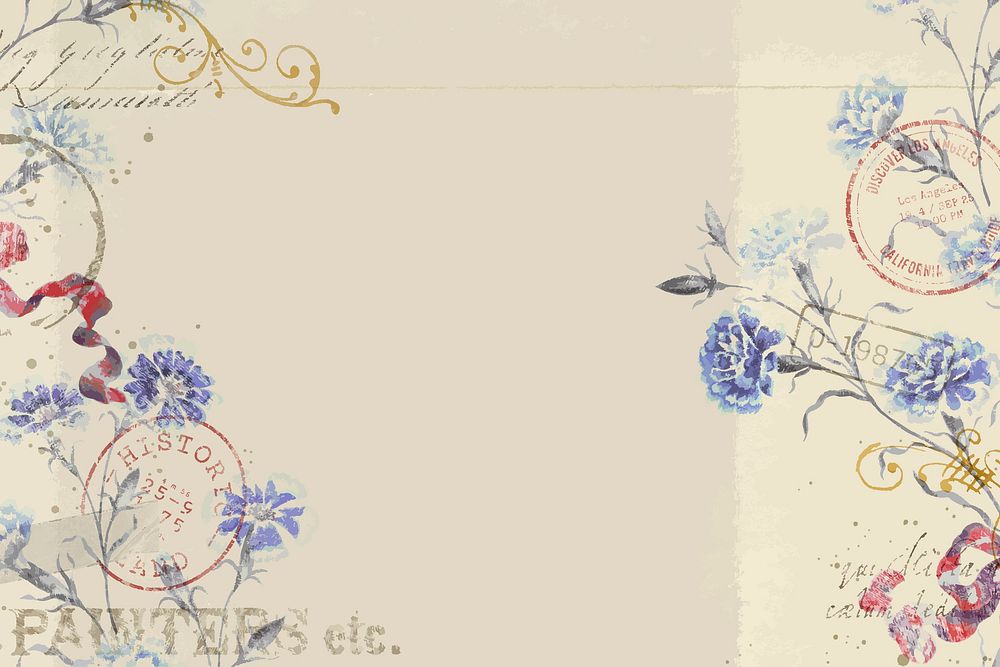 Aesthetic blue flower background, vintage illustration vector