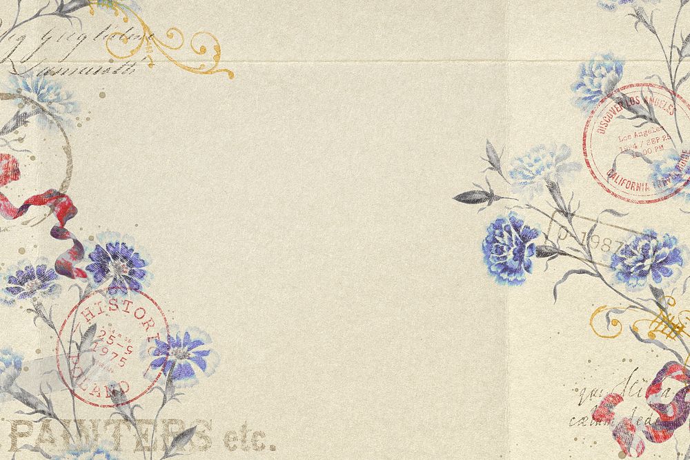 Aesthetic blue flower background, vintage illustration