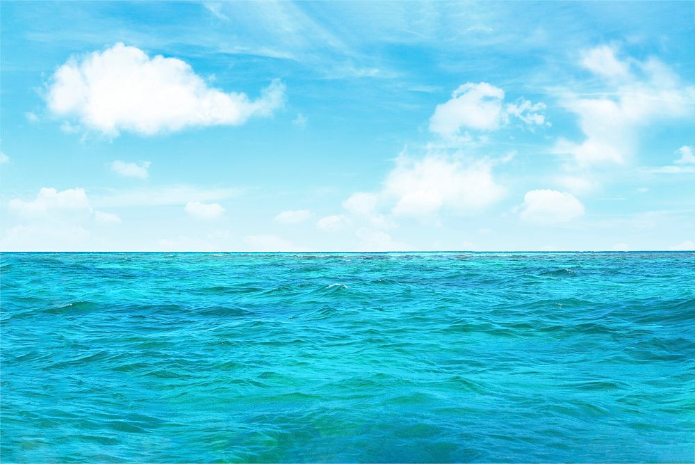 Aesthetic ocean wave background, blue sky image psd
