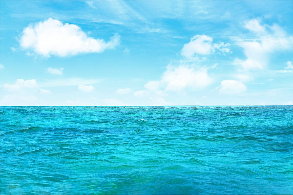 Aesthetic ocean wave background, blue sky image