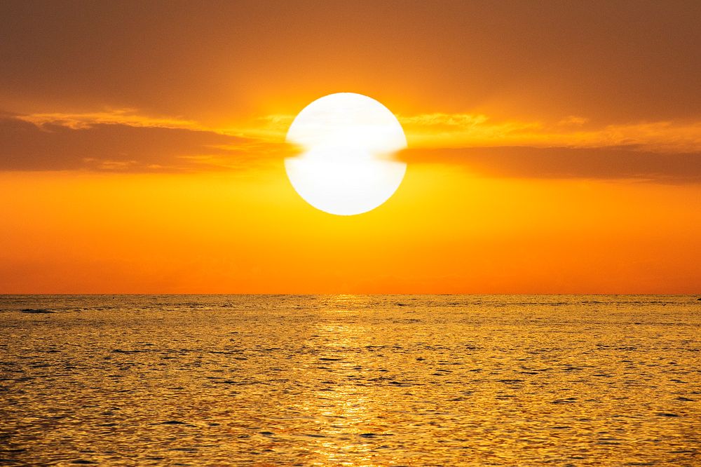 Sunset sky background, summer ocean image