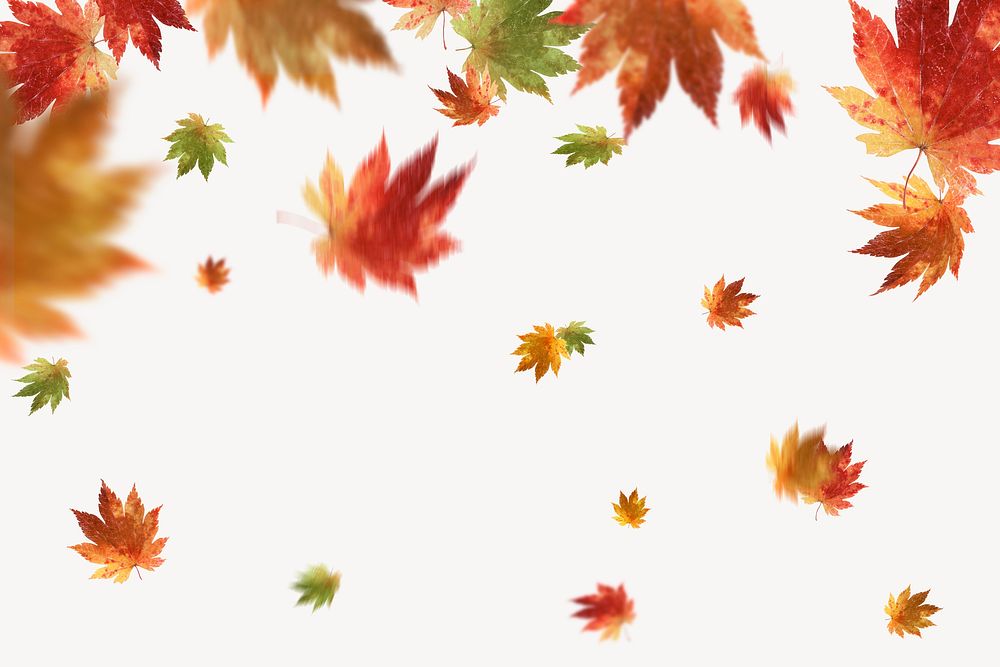 Falling Autumn leaves background, orange aesthetic design psd