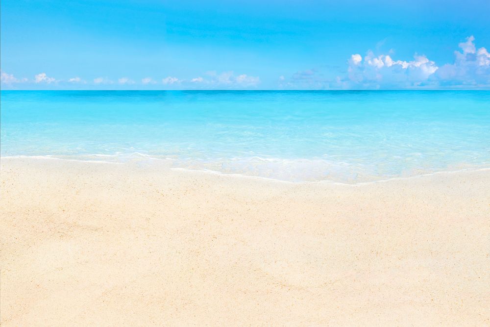 Beautiful beach background, blue sky with sand border