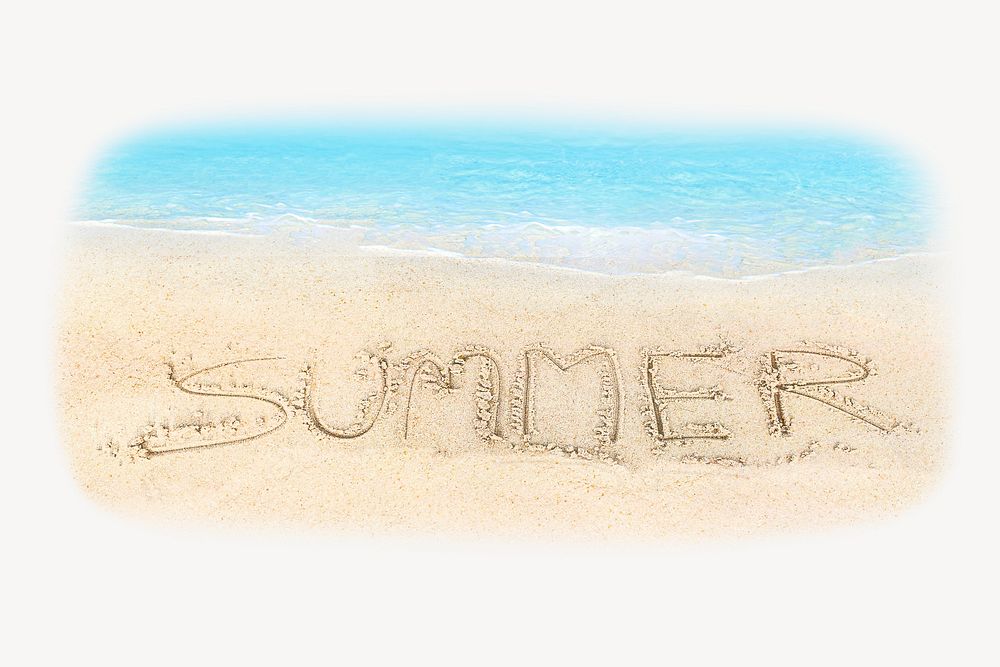 Summer sand typography by the beach psd
