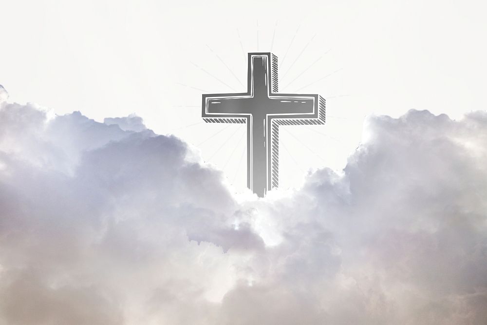 Christian cross sky background, religious photo psd