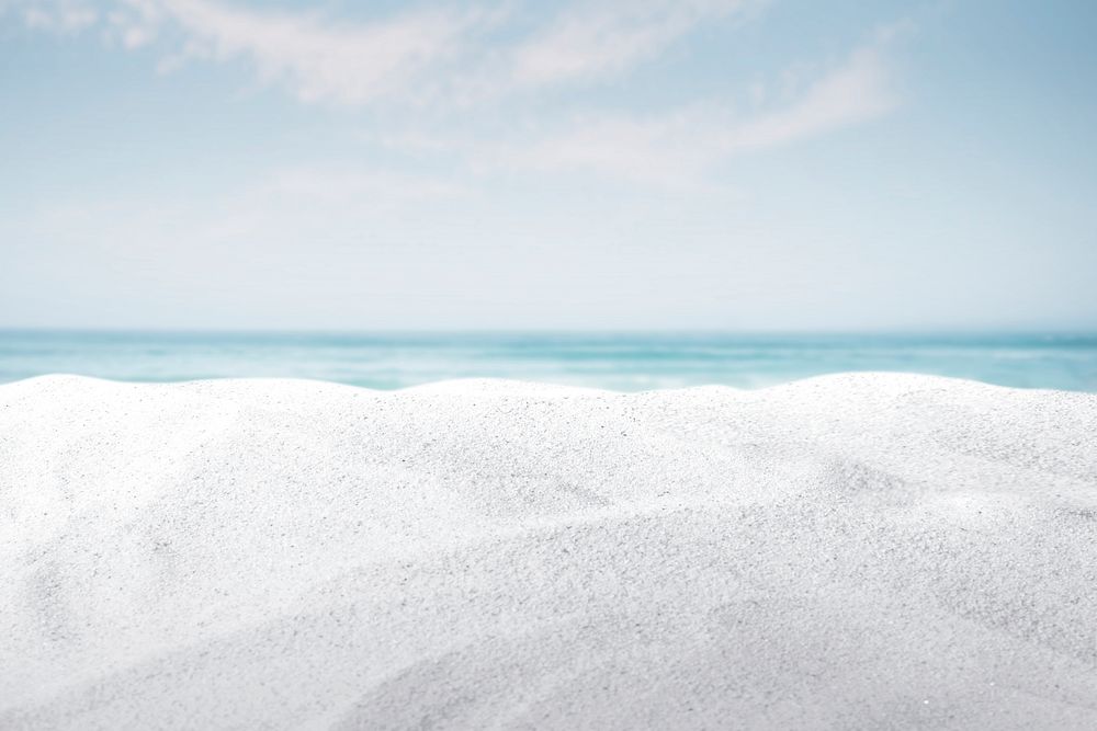 Beautiful beach background, white sand border psd