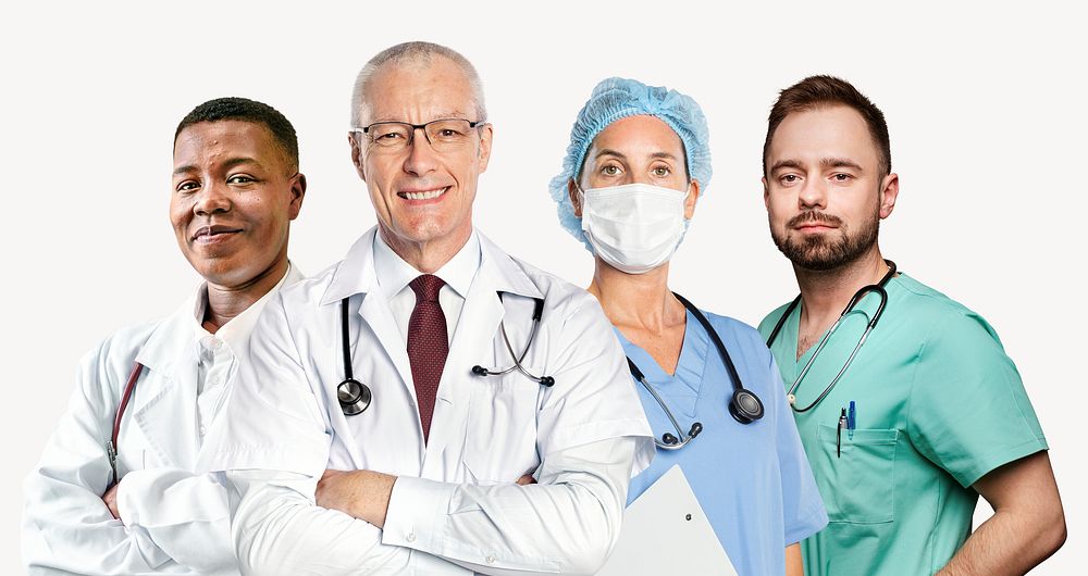 Healthcare professionals, collage element psd