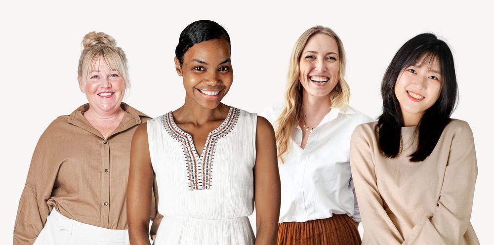 Beautiful diverse women, isolated on off white
