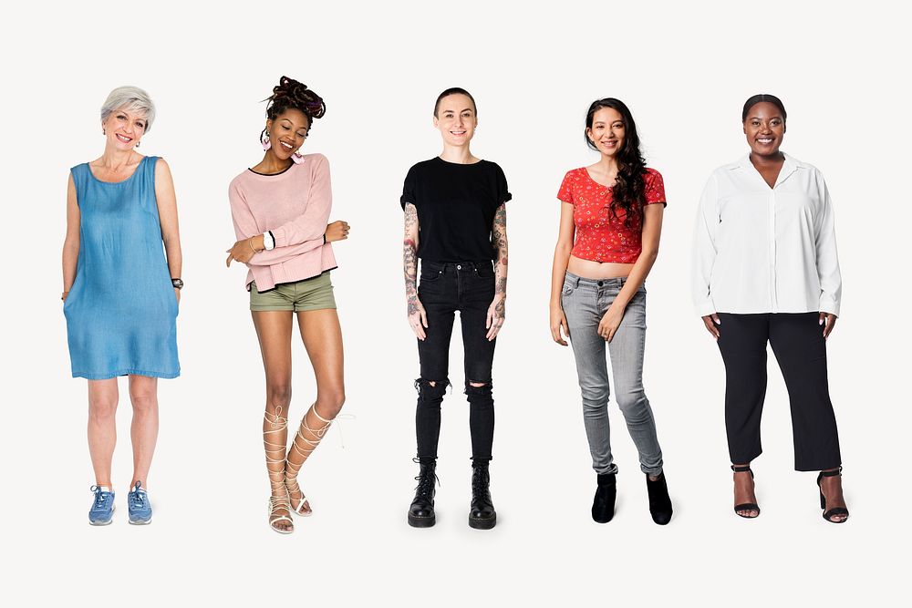 Diverse women, isolated on off white