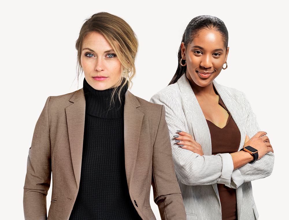 Women in business, isolated on off white