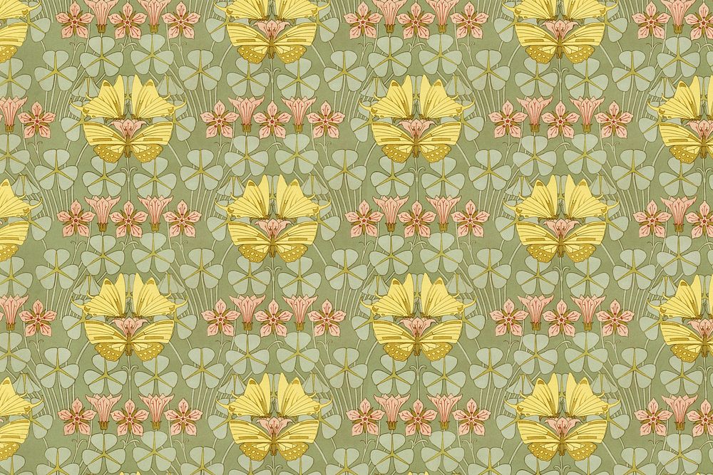 Vintage flower pattern background, famous Maurice Pillard Verneuil artwork remixed by rawpixel