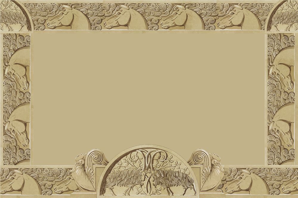 Horse frame background, carved wood design vector, Maurice Pillard Verneuil artwork remixed by rawpixel