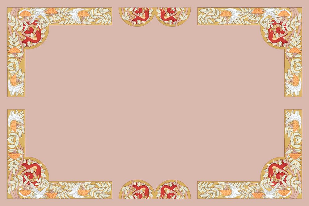Pink vintage frame background, art deco pattern vector, Maurice Pillard Verneuil artwork remixed by rawpixel