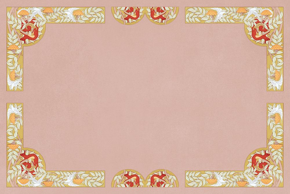 Pink vintage frame background, art deco pattern psd, Maurice Pillard Verneuil artwork remixed by rawpixel