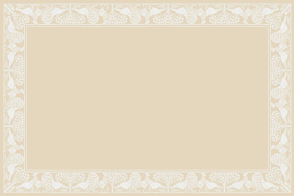 Beige nature frame background, art deco pattern vector, Maurice Pillard Verneuil artwork remixed by rawpixel