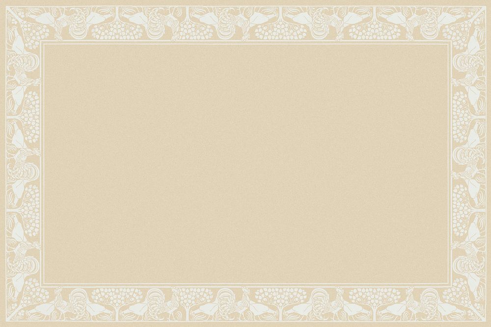 Beige nature frame background, art deco pattern psd, Maurice Pillard Verneuil artwork remixed by rawpixel