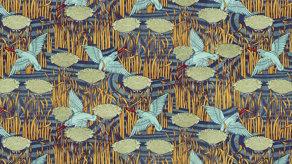 Maurice&rsquo;s bird pattern desktop wallpaper, vintage animal background, artwork remixed by rawpixel
